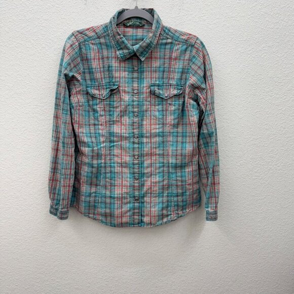 Woolrich Tops - Woolrich Plaid Pearl Snap Cotton Long Sleeve Button Up Shirt Womens size Medium